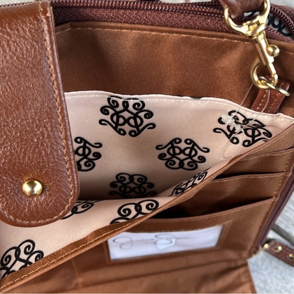 👝 NWOT Jessica Simpson Cognac Brown Shoulder Purse Clutch.